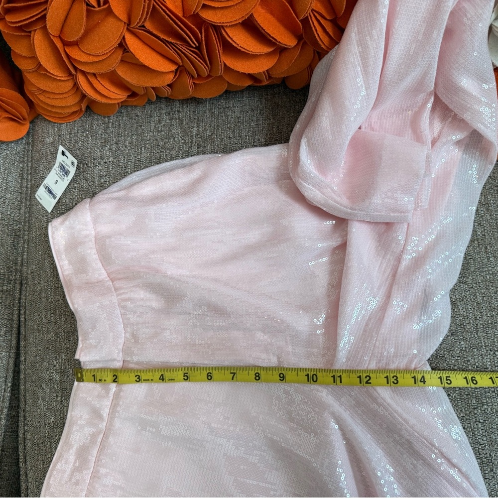 NWT On 34th Pink Dogwood Sequined High Rise Straight-Leg Pants - Picture 10 of 11